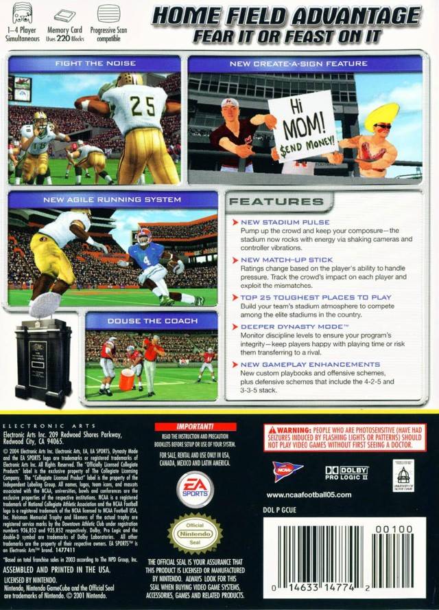 NCAA Football 2005 - Nintendo GameCube Game