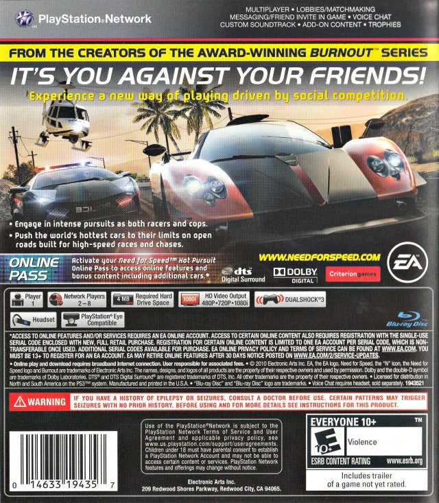 Need for Speed: Hot Pursuit - PlayStation 3 (PS3) Game