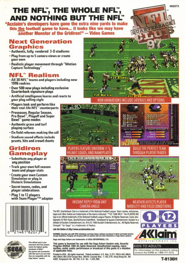 NFL Quarterback Club 97 - Sega Saturn Game