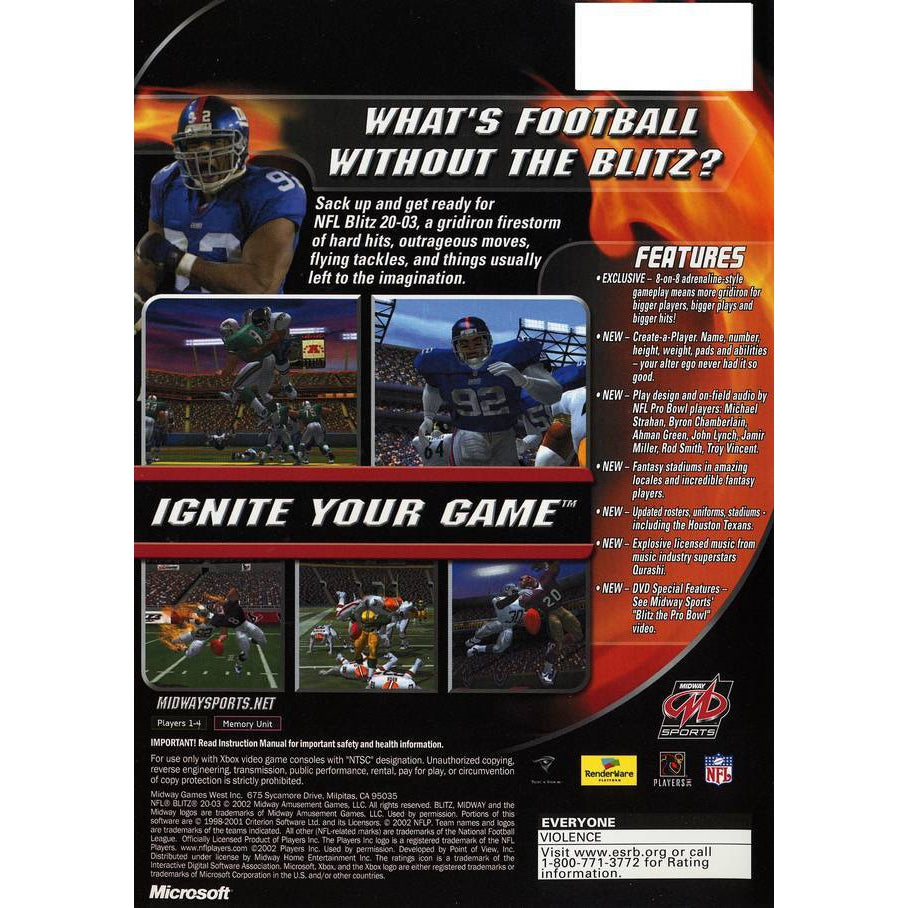 NFL Blitz 20-03 - Xbox Game Complete - YourGamingShop.com - Buy, Sell, Trade Video Games Online. 120 Day Warranty. Satisfaction Guaranteed.