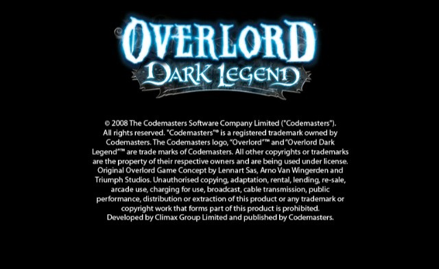 Overlord: Dark Legend - Nintendo Wii Game
