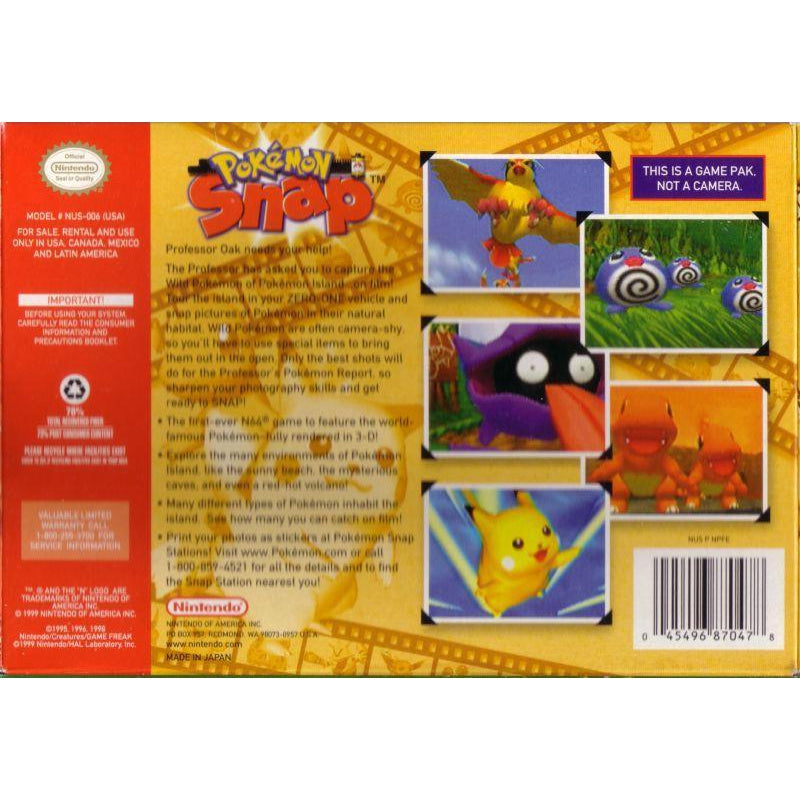 Pokemon Snap - Authentic Nintendo 64 (N64) Game Cartridge - YourGamingShop.com - Buy, Sell, Trade Video Games Online. 120 Day Warranty. Satisfaction Guaranteed.