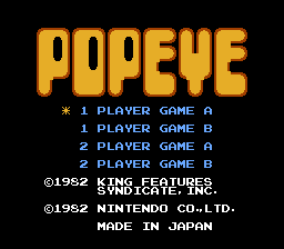 Popeye - Authentic NES Game Cartridge