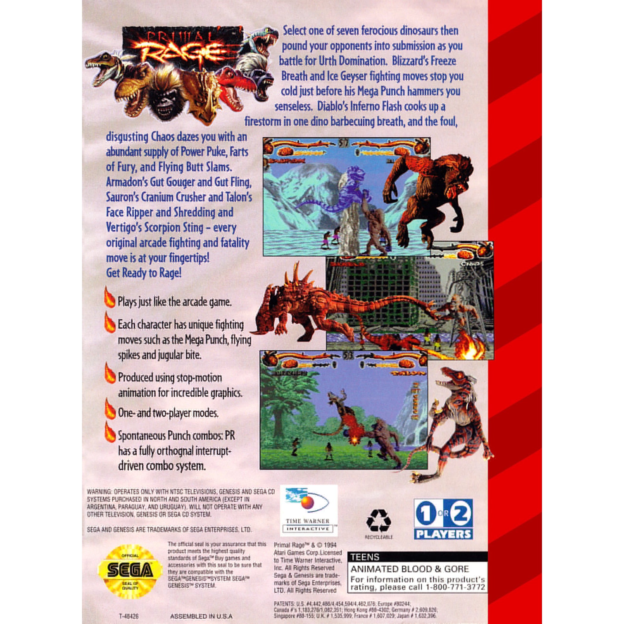Primal Rage - Sega Genesis Game