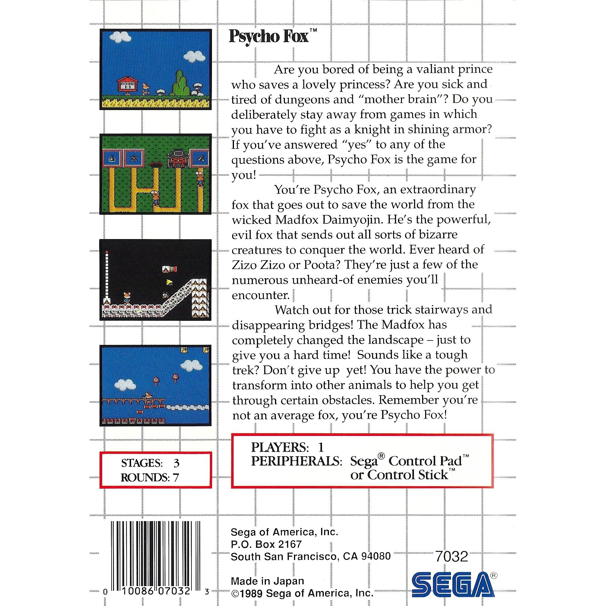 Psycho Fox (Misprint Cart) - Sega Master System Game Complete - YourGamingShop.com - Buy, Sell, Trade Video Games Online. 120 Day Warranty. Satisfaction Guaranteed.