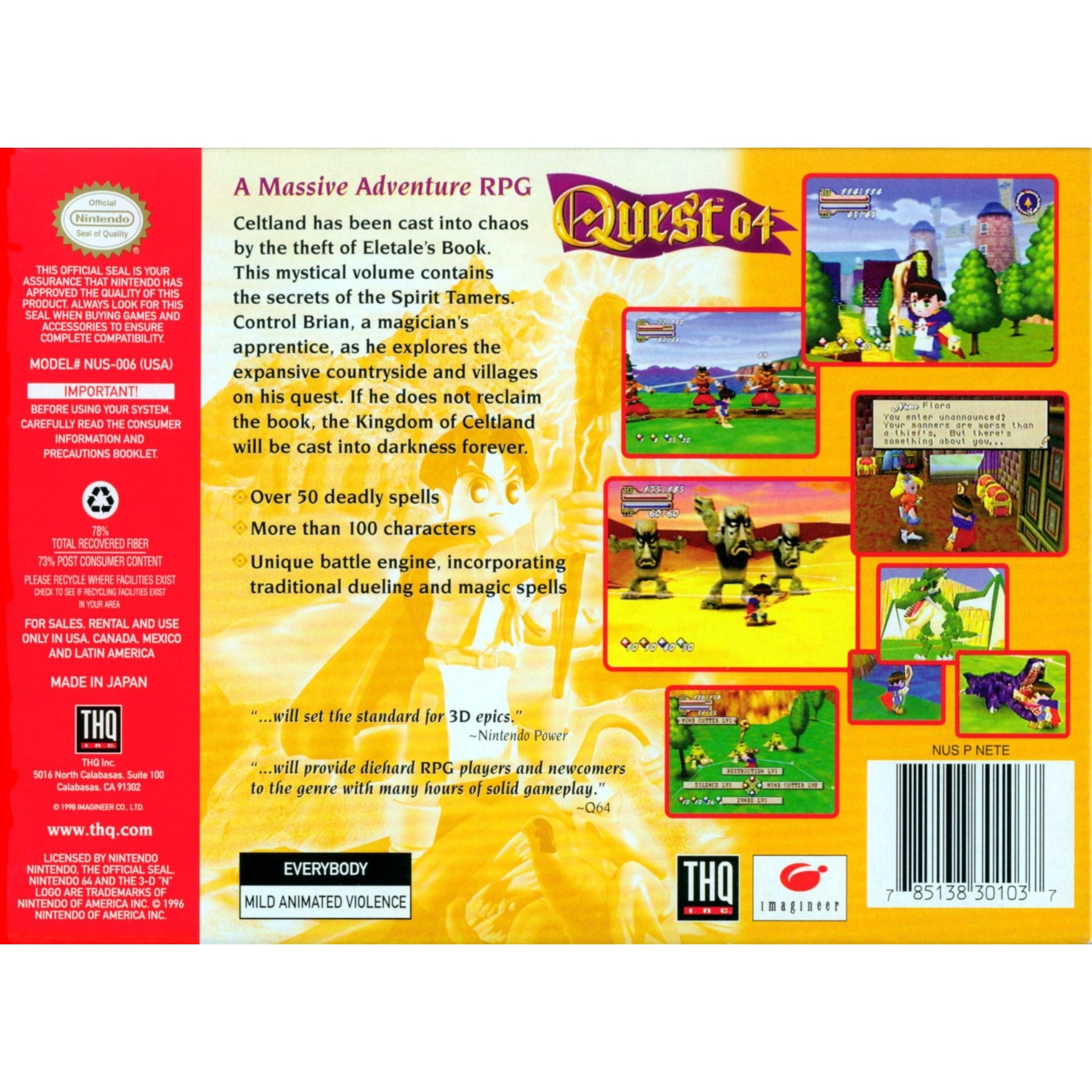 Quest 64 - Authentic Nintendo 64 (N64) Game Cartridge - YourGamingShop.com - Buy, Sell, Trade Video Games Online. 120 Day Warranty. Satisfaction Guaranteed.