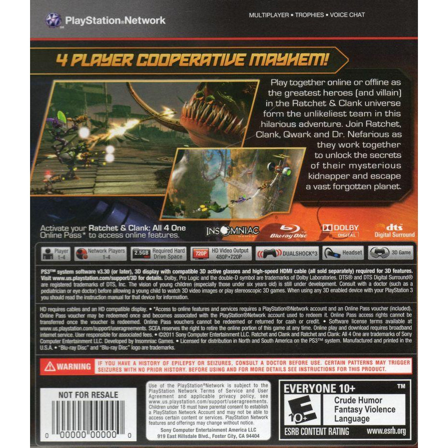 Ratchet and Clank: All 4 One - PlayStation 3 (PS3) Game - YourGamingShop.com - Buy, Sell, Trade Video Games Online. 120 Day Warranty. Satisfaction Guaranteed.