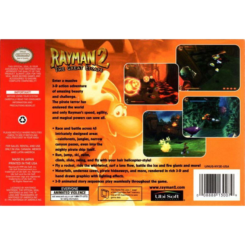 Rayman 2: The Great Escape - Authentic Nintendo 64 (N64) Game Cartridge - YourGamingShop.com - Buy, Sell, Trade Video Games Online. 120 Day Warranty. Satisfaction Guaranteed.