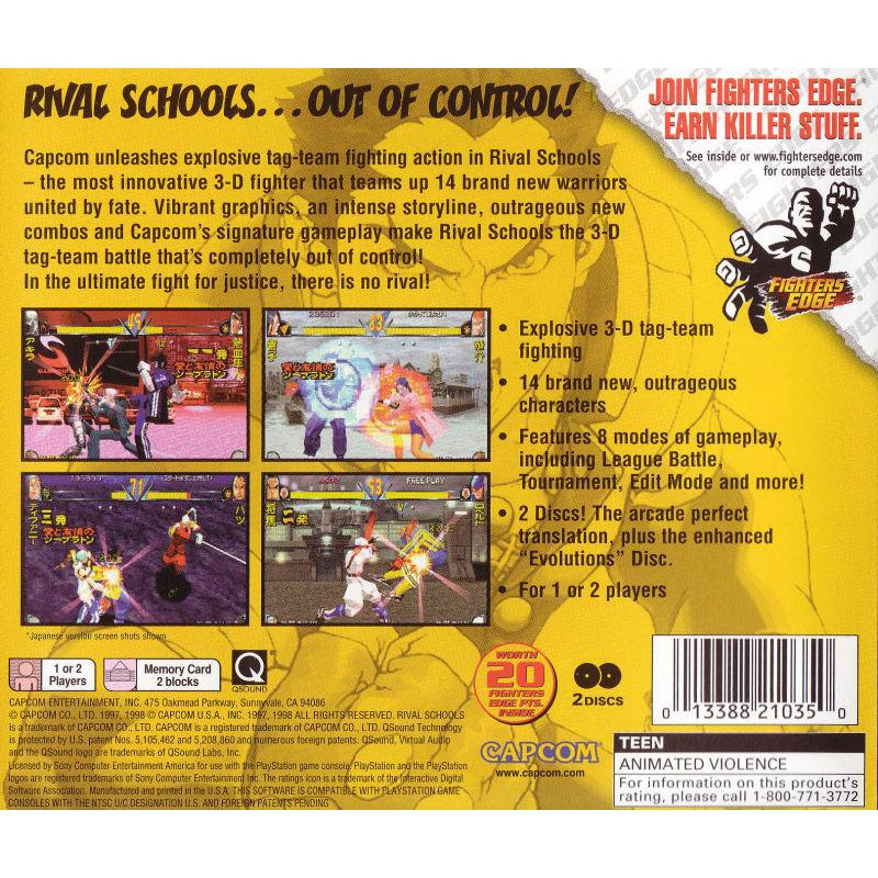Rival Schools - PlayStation 1 (PS1) Game Complete - YourGamingShop.com - Buy, Sell, Trade Video Games Online. 120 Day Warranty. Satisfaction Guaranteed.