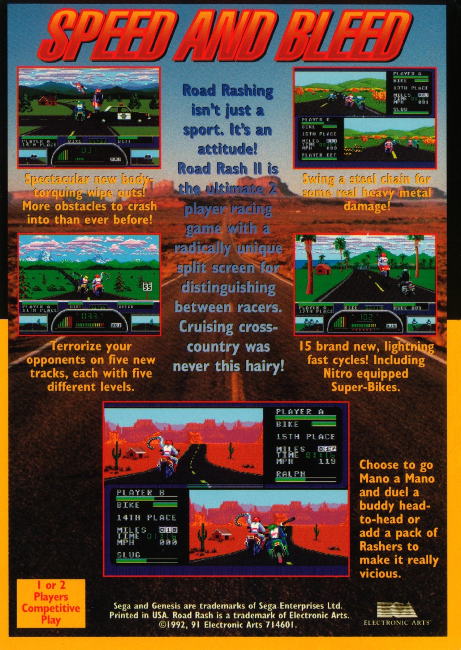 Road Rash II - Sega Genesis Game