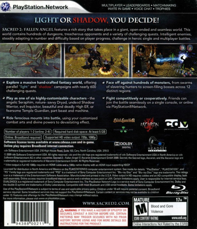 Sacred 2: Fallen Angel - PlayStation 3 (PS3) Game