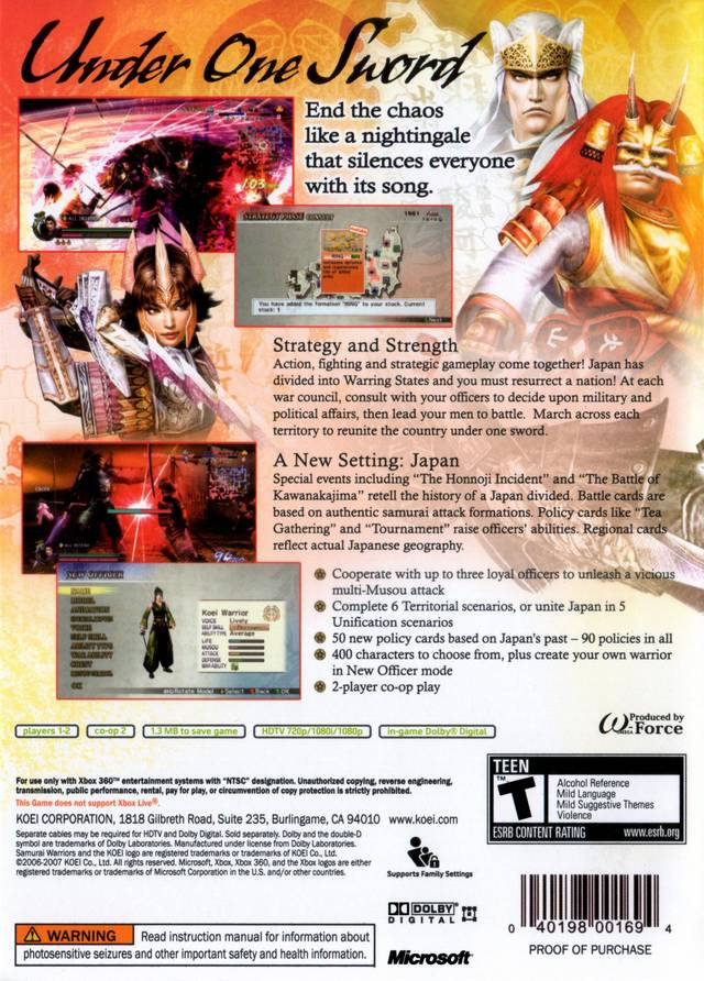 Samurai Warriors 2: Empires - Xbox 360 Game