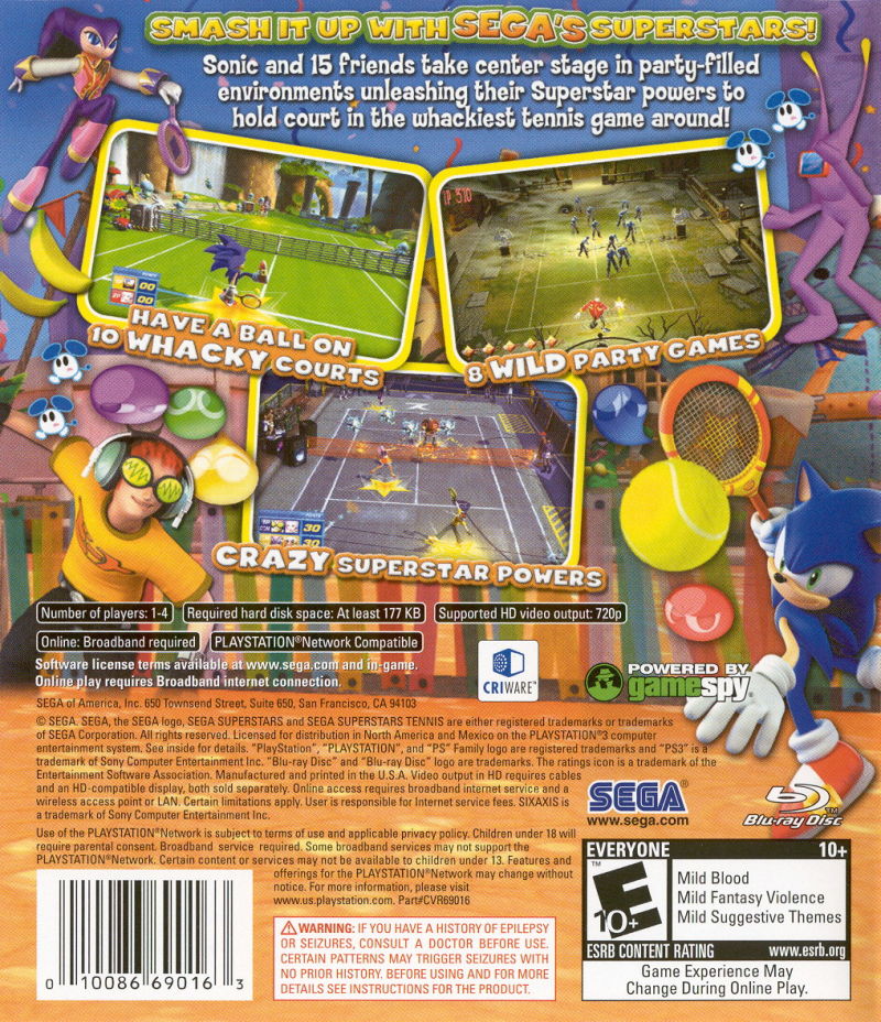 Sega Superstars Tennis - PlayStation 3 (PS3) Game