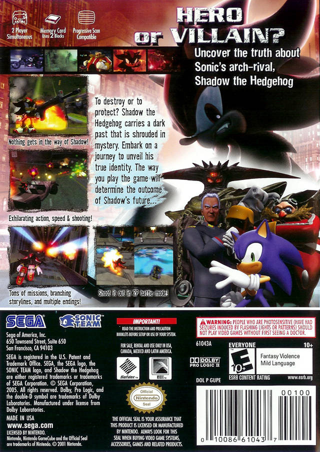 Shadow The Hedgehog - GameCube Game - YourGamingShop.com - Buy, Sell, Trade Video Games Online. 120 Day Warranty. Satisfaction Guaranteed.