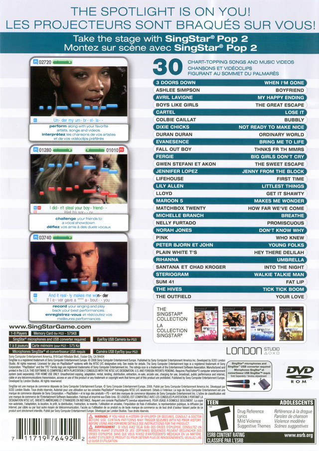 SingStar: Pop Vol. 2 - PlayStation 2 (PS2) Game