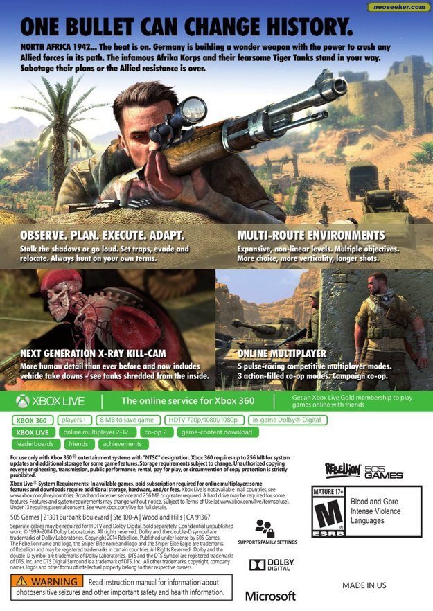 Sniper Elite III - Xbox 360 Game
