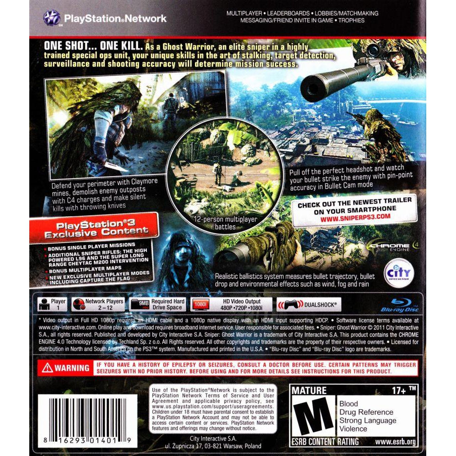Sniper: Ghost Warrior - PlayStation 3 (PS3) Game - YourGamingShop.com - Buy, Sell, Trade Video Games Online. 120 Day Warranty. Satisfaction Guaranteed.