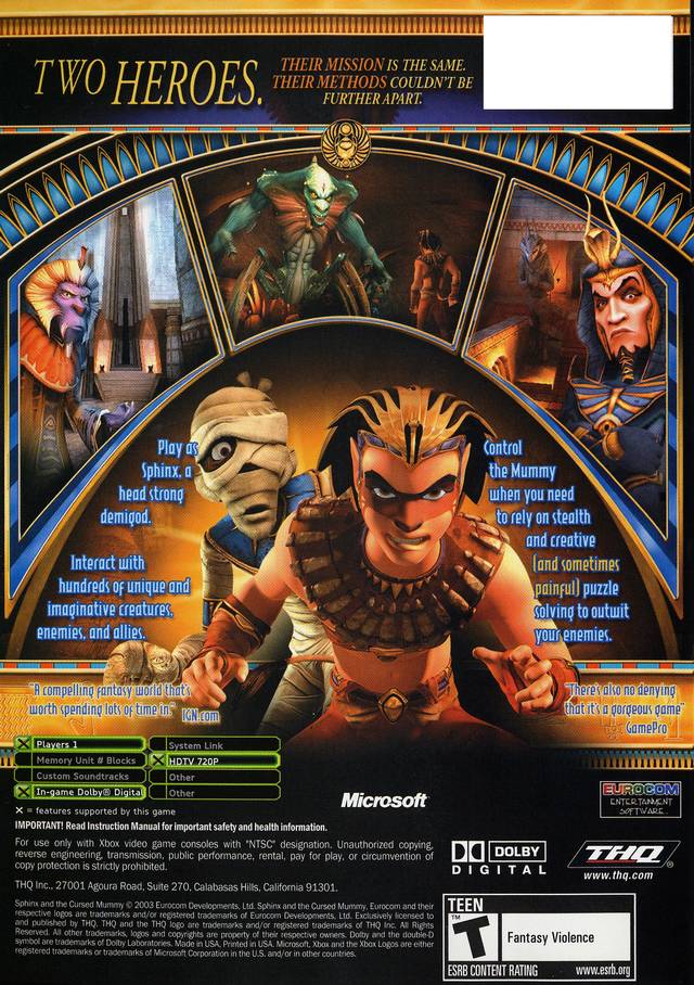 Sphinx and the Cursed Mummy - Microsoft Xbox Game