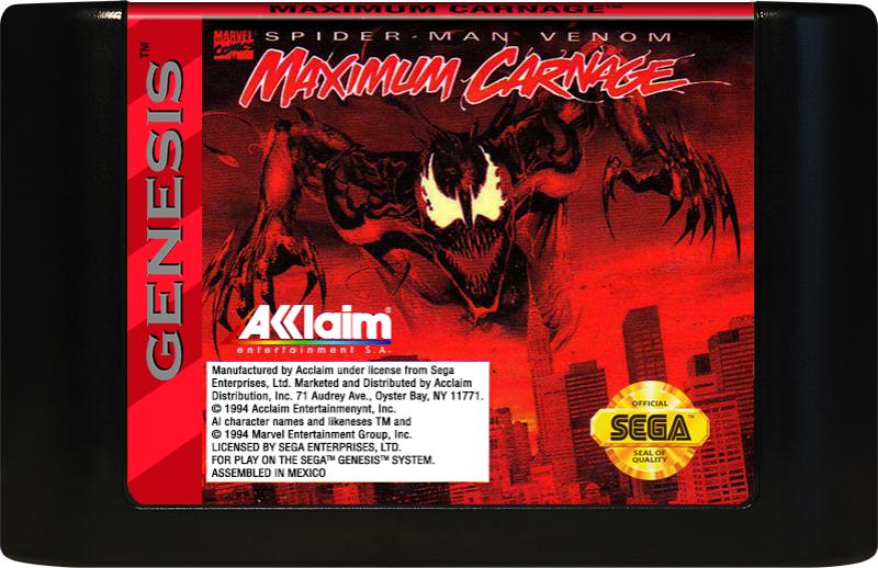 Spider-Man and Venom: Maximum Carnage (Black Cart) - Sega Genesis Game