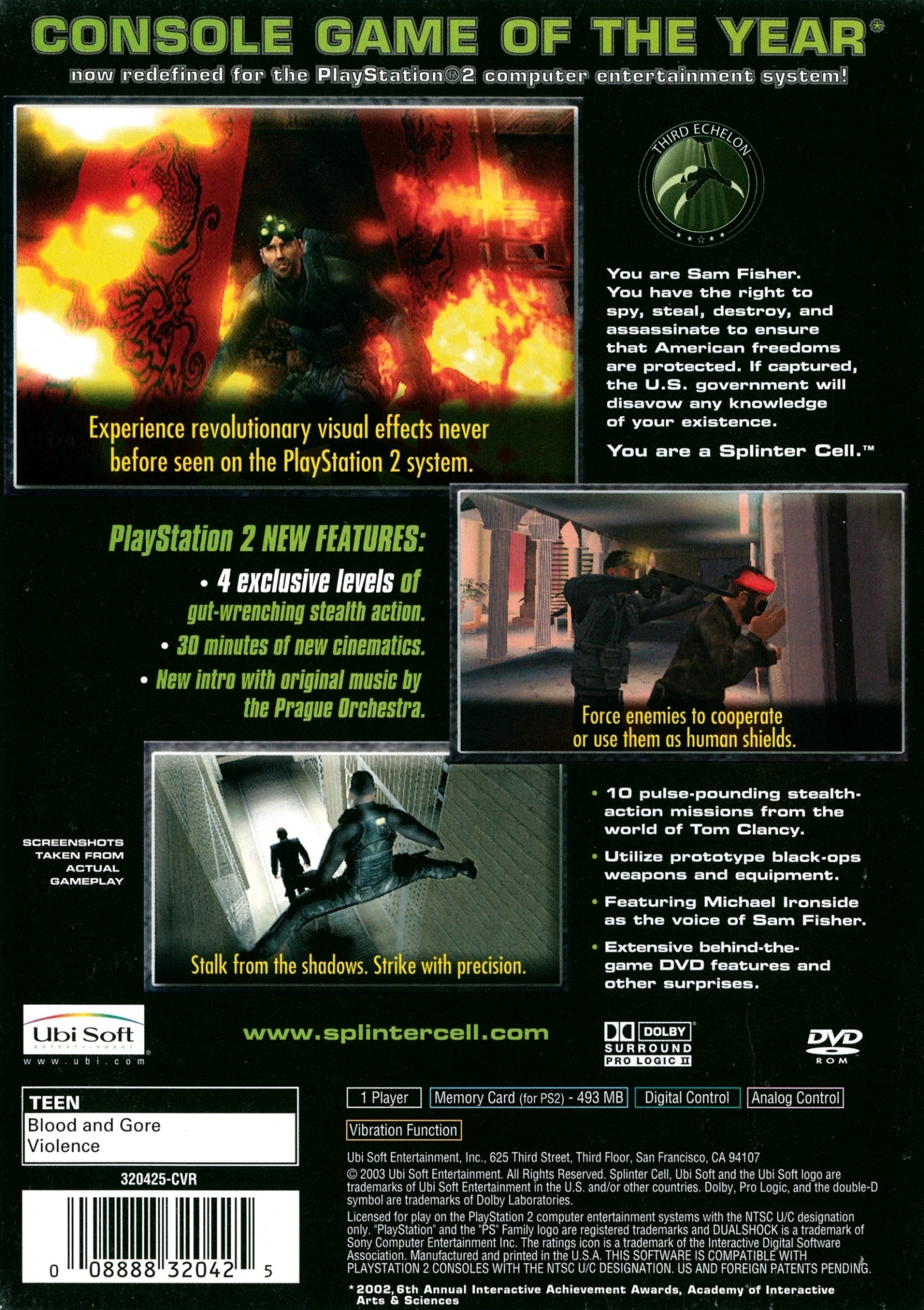 Tom Clancy's Splinter Cell - PlayStation 2 (PS2) Game Sale at Your ...