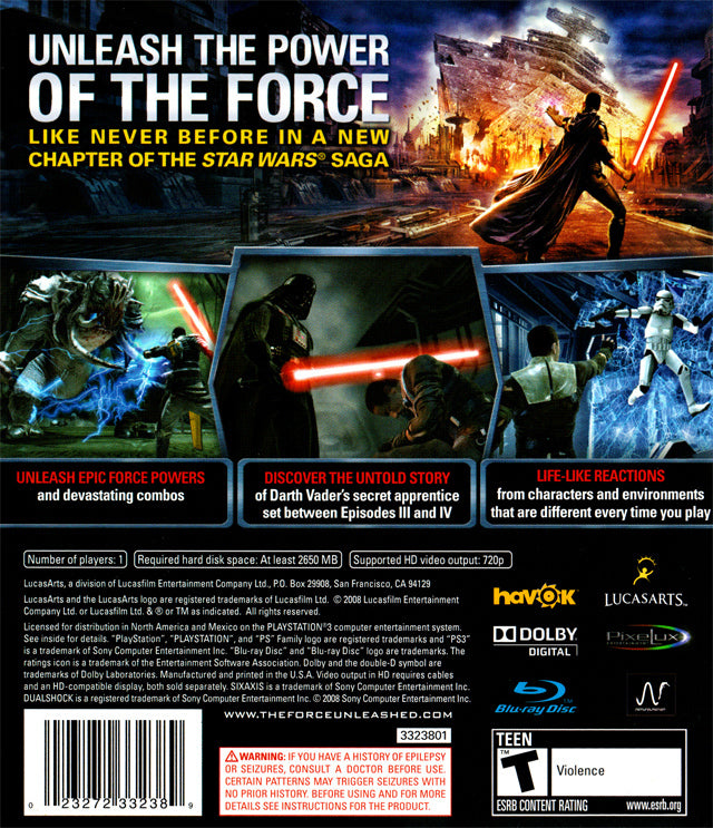 Star Wars: The Force Unleashed - PlayStation 3 (PS3) Game