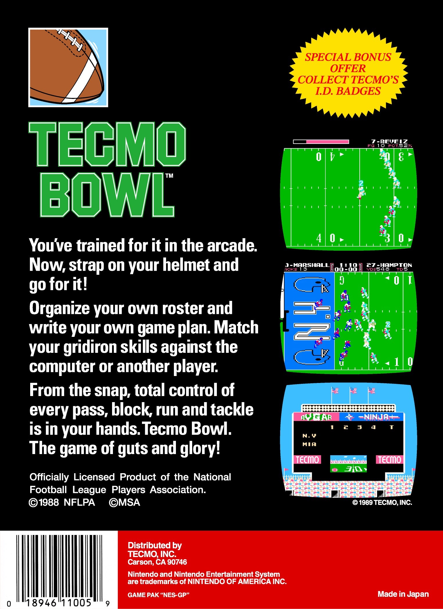 Tecmo Bowl - Authentic NES Game Cartridge