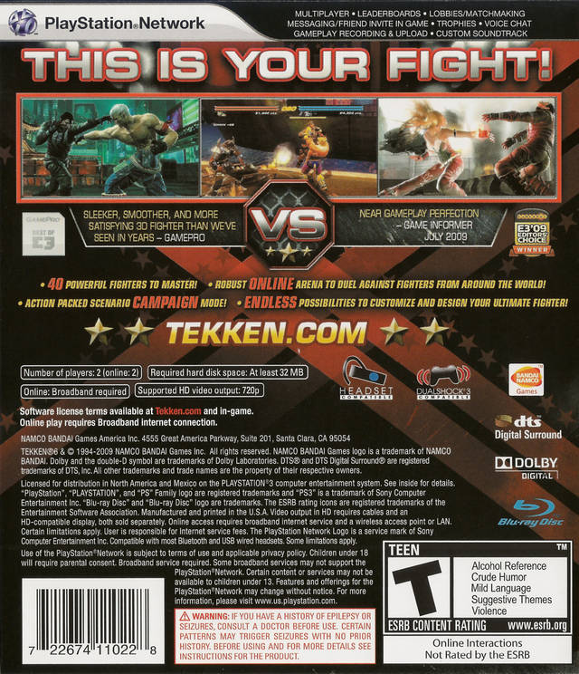 Tekken 6 (Greatest Hits) - PlayStation 3 (PS3) Game