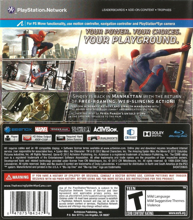 The Amazing Spider-Man - PlayStation 3 (PS3) Game