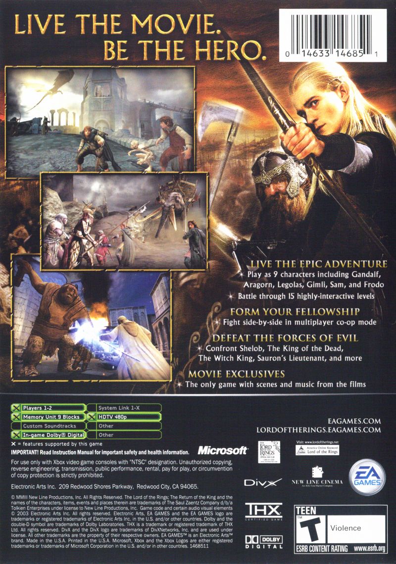 Lord of the Rings: Return of the King - Microsoft Xbox Game