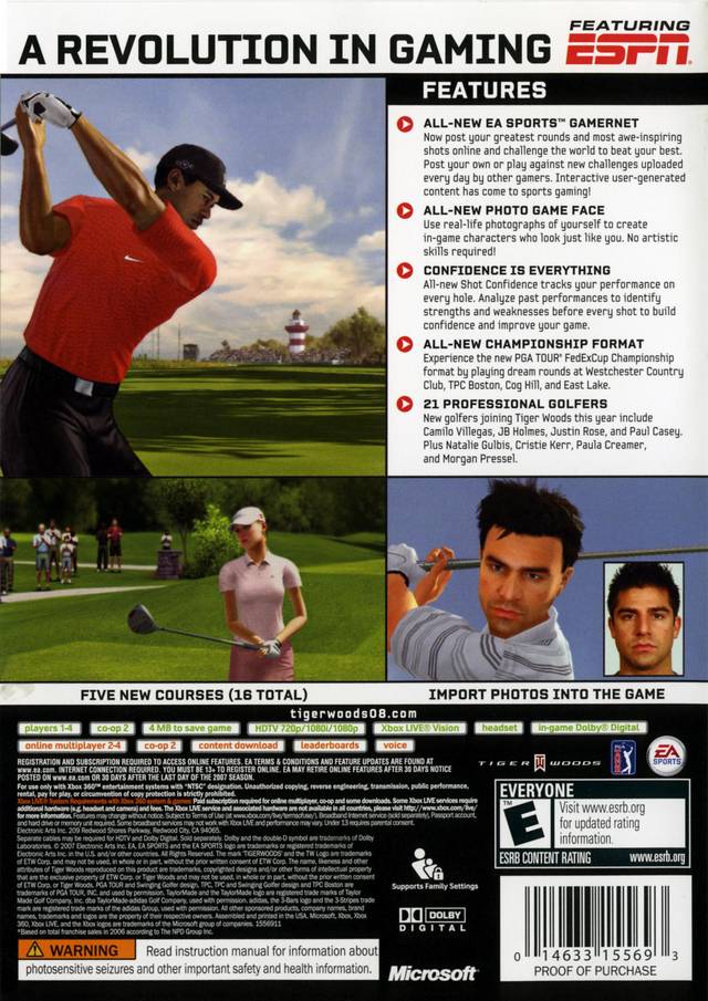 Tiger Woods PGA Tour 08 - Xbox 360 Game