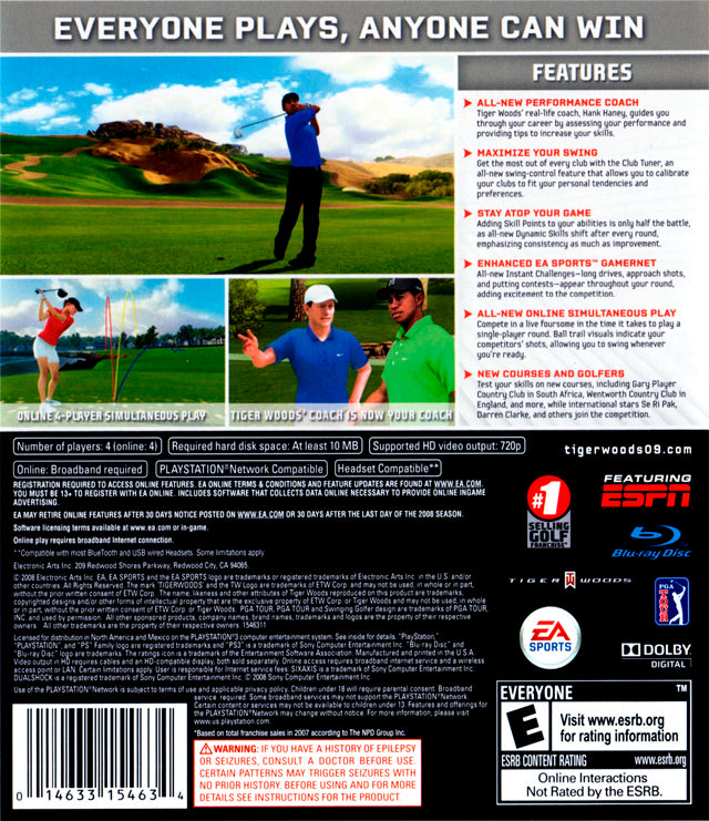 Tiger Woods PGA Tour 09 - PlayStation 3 (PS3) Game
