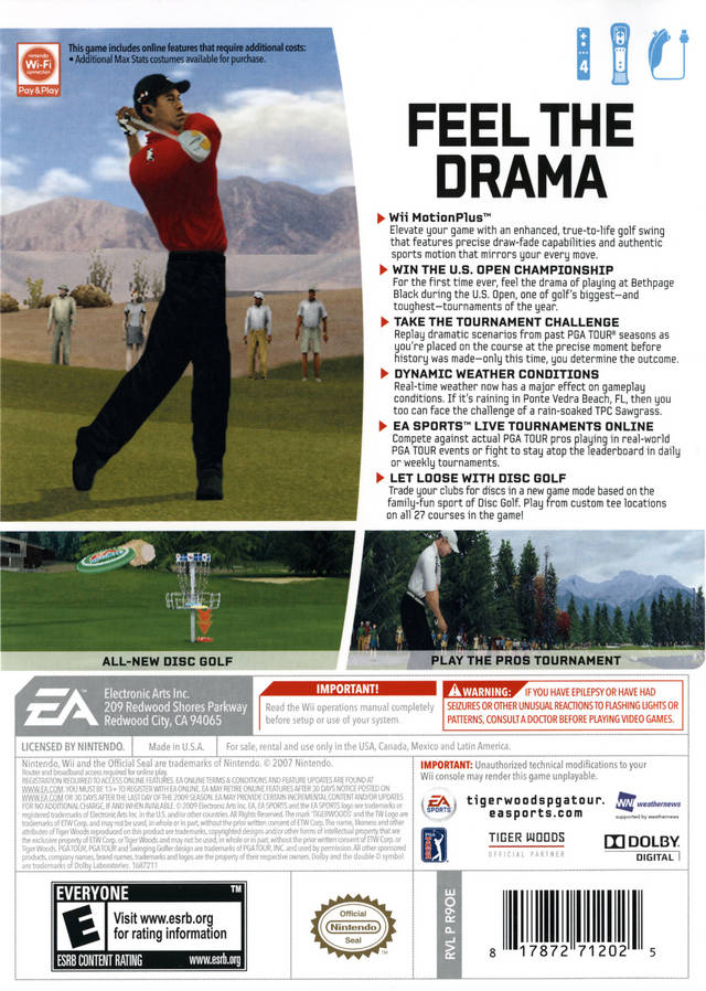 Tiger Woods PGA Tour 10 - Nintendo Wii Game