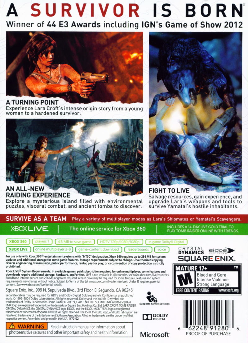 Tomb Raider - Xbox 360 Game