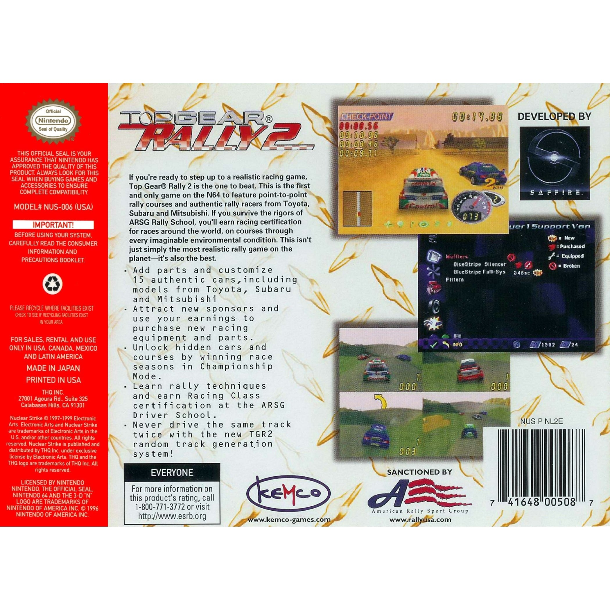 Top Gear Rally 2 - Authentic Nintendo 64 (N64) Game Cartridge