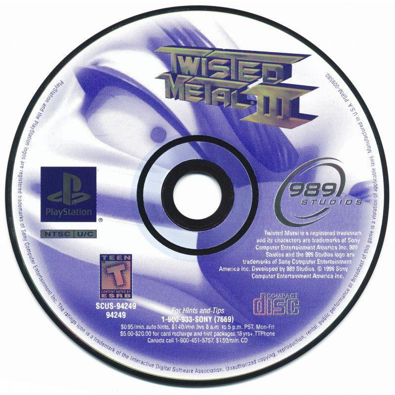 Twisted Metal III - PlayStation 1 (PS1) Game Complete - YourGamingShop.com - Buy, Sell, Trade Video Games Online. 120 Day Warranty. Satisfaction Guaranteed.