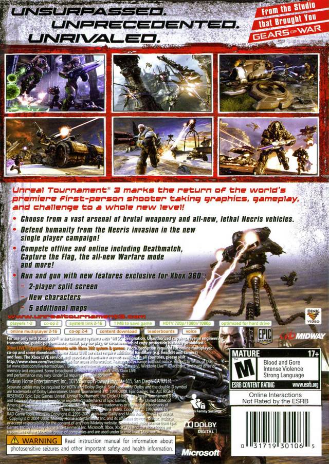 Unreal Tournament III - Microsoft Xbox 360 Game