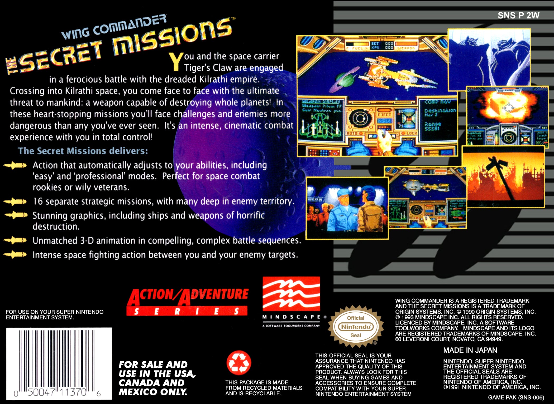 Wing Commander: The Secret Missions - Super Nintendo (SNES) Game Cartridge
