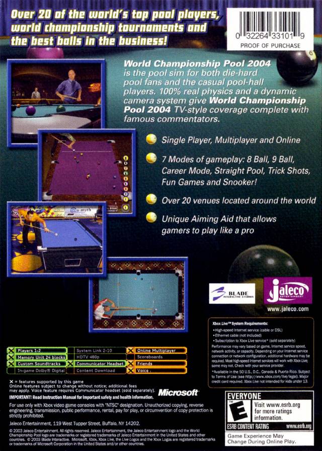 World Championship Pool 2004 - Microsoft Xbox Game