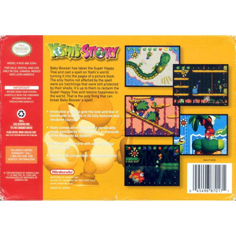 Yoshi's Story - Authentic Nintendo 64 (N64) Game Cartridge - YourGamingShop.com - Buy, Sell, Trade Video Games Online. 120 Day Warranty. Satisfaction Guaranteed.